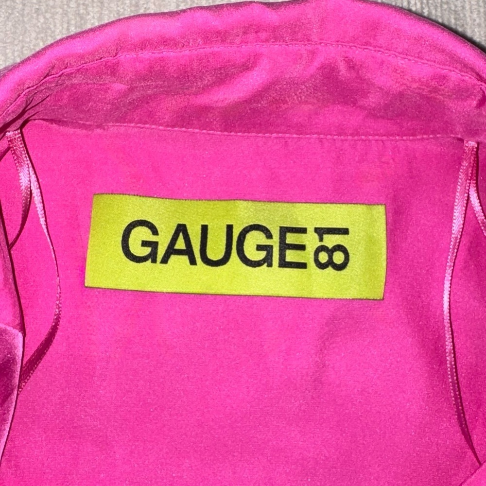 Gauge81 Sabinas 100% Silk Top Shirt Blouse Soft Pink Barbie Fuschia Rare XS Wrap - Picture 6 of 7